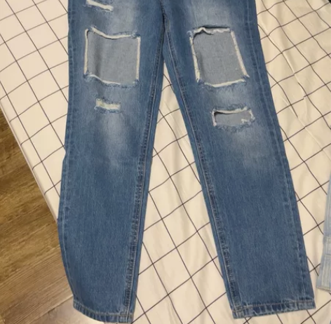 搬家 急售 破洞牛仔裤 蓝色 长裤 腰围8...
