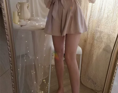 李热闹 高腰蝴蝶结系带阔腿裤花苞短裤仙女A...