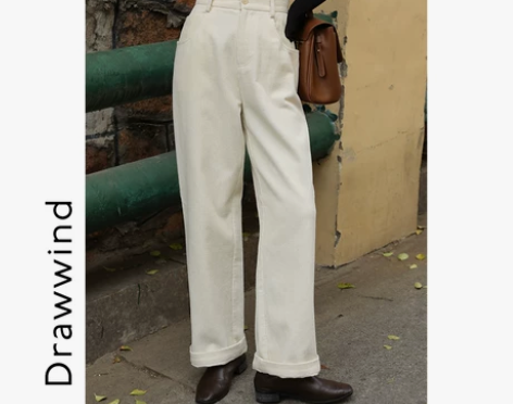 画风drawwind灯芯绒裤子女秋冬复古百...