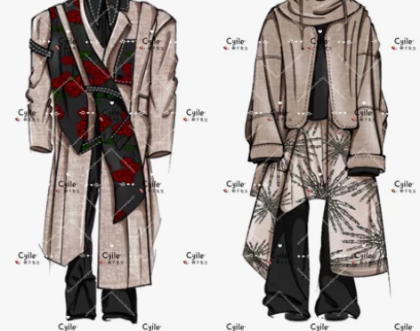 服装效果图，款式图，灵感版，服装专业绘画均...