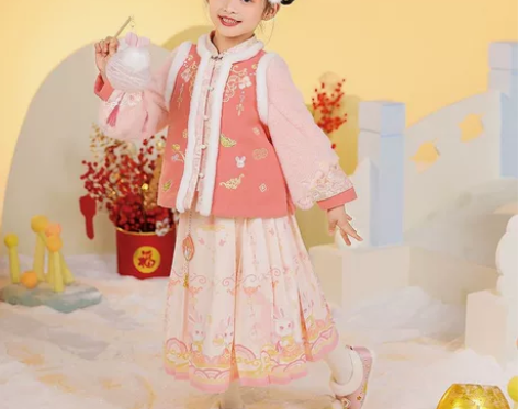 【西子问】汉服女童冬季新款拜年服古风唐装礼...