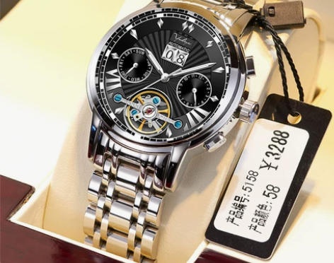 手表男士品牌镂空全自动机械表防水陀飞轮夜光...