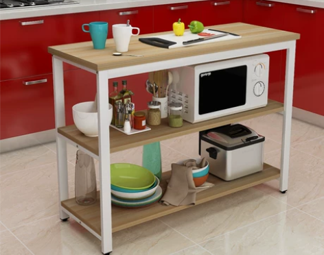 厨房切菜桌小桌子餐桌家用多功能钢木桌长桌定...