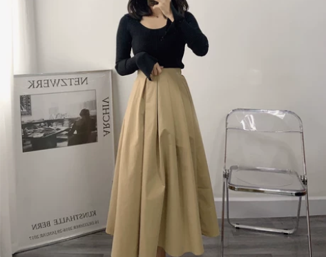 法式复古2022春秋新款赫本风伞裙女 高腰...