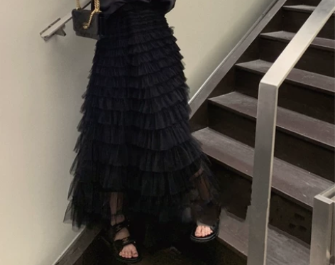 蛋糕裙半身裙层层网纱秋冬中长款温柔设计感小...