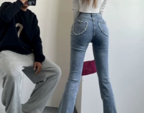 牛仔裤喇叭裤马蹄裤女高腰微喇紧身显瘦微喇叭...