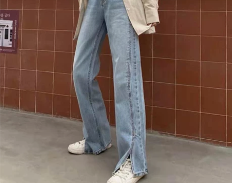 大码高腰宽松牛仔裤女胖妹妹mm显瘦阔腿长裤...