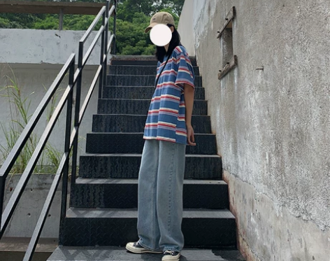 坠感牛仔裤女宽松2019新款韩版潮学生高腰...