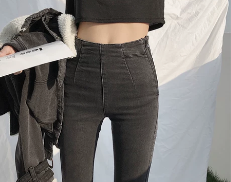 新款春装2019韩版紧身小脚裤高腰裤子显瘦...
