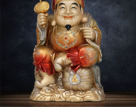 京铜造物掐丝珐琅镶宝大黑天财神菩萨招财办公...