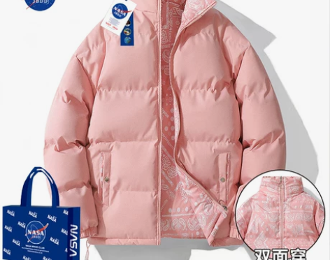 NASA联名羽绒服男2022冬装宽松大码加...