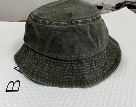 军绿色渔夫帽 洗水做旧盆帽 帽围58厘米全新