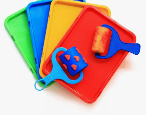 幼儿园美术绘画调色板 水彩丙烯颜料盘 滚轮...