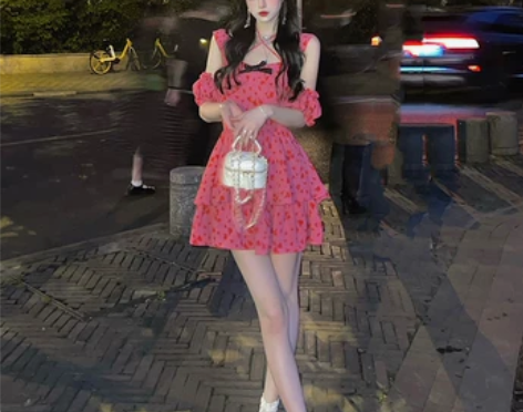 LazyDidi微醺甜酒 设计感挂脖印花短...