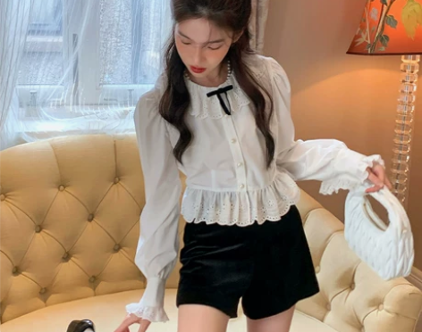 陈十五SHIWU高腰黑色丝绒超好质感女百搭...
