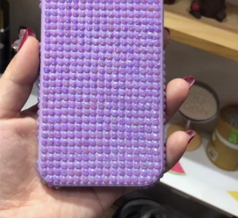 全新iPhone13液态硅胶镶钻手机壳 紫...