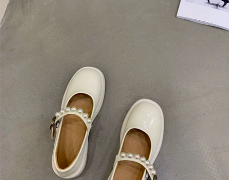 厚底英伦小皮鞋女2021春新款一字玛丽珍鞋...