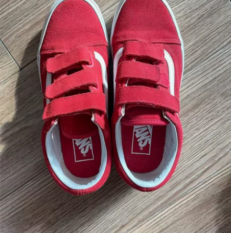 vans红色魔术贴板鞋 36.5码 得物购...
