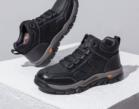 骆驼户外鞋男冬季新款加绒保暖高帮皮鞋厚底舒...