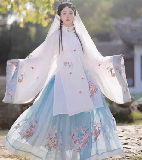 玉术春夏汉服女原创金陵明制立领斜襟长衫褶裙...