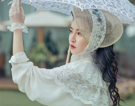 都城南庄汉服芊苡尘云肩汉元素配饰蕾丝百搭披...