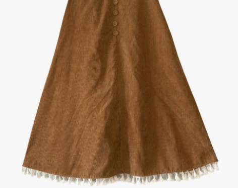 梦的马流苏半身裙复古灯芯绒高腰裙子秋冬自制...