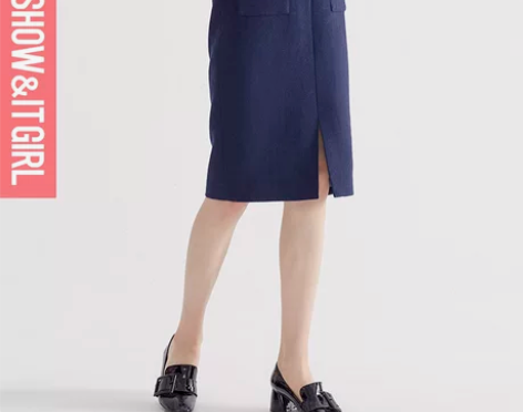 红袖女装秋冬新款百搭开叉显瘦优雅羊毛呢OL...