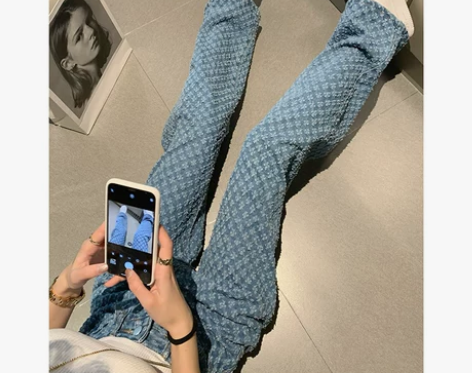 直筒宽松牛仔裤女夏天薄款高腰垂感阔腿裤子春...