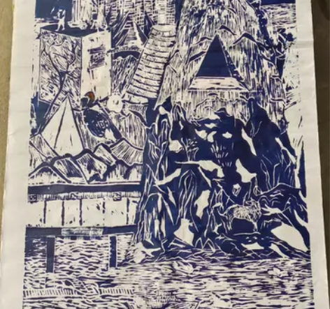 纯手工雕刻版画 微瑕出长1.2米 宽0.6...