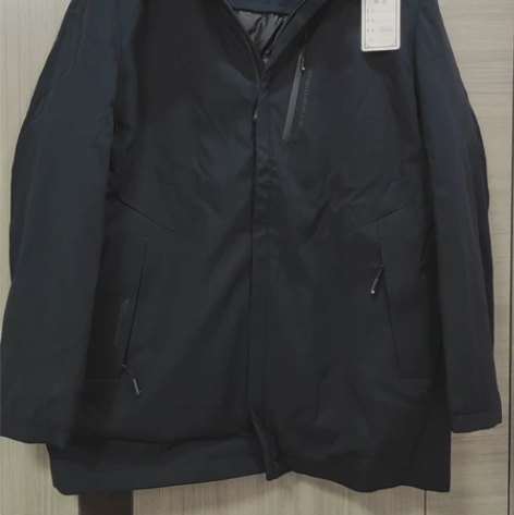 全新90白鸭绒羽绒服黑色连帽外套男士 帽子...