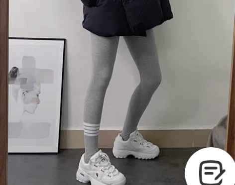 tb打底裤女春秋加绒外穿瑜伽加厚灰色针织条...