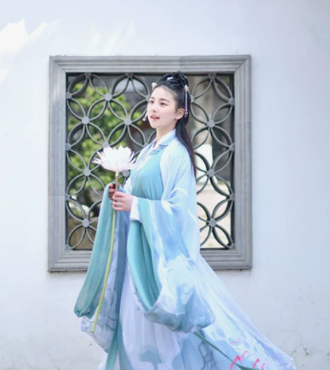 如梦霓裳汉服女襦裙广袖鹿鸣交领齐腰大袖衫小...