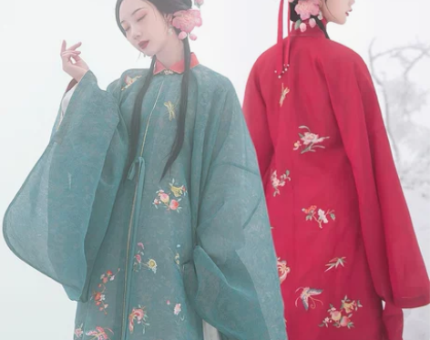 （9折代拍）瞳莞汉服*明制竖领广袖双色长衫...