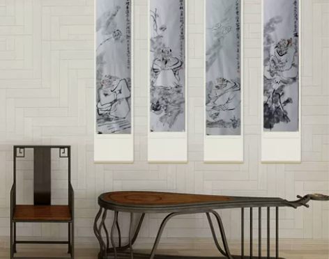 晏本立精品人物四条屏,出版过,软片,136...