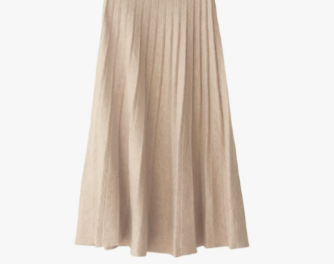 ?针织半身裙女秋冬学院风松紧腰A字百搭中长...