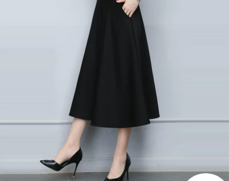 半身裙秋冬季中长款 百褶A字裙大码高腰长裙...