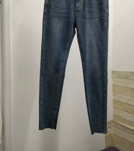 高腰牛仔裤 蓝色L   有弹力   微加绒...
