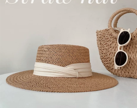 全新 【狂暑季价】韩版草帽女夏季英伦复古平...