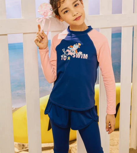 TOSWIM儿童泳衣女童分体长袖防晒中大童...