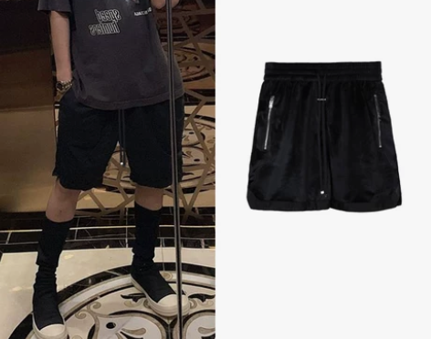高街丝绒休闲宽松短裤运动五分裤amiri风...