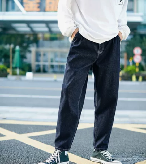 太平鸟男装腰果花牛仔裤男7B型年秋季复古宽...