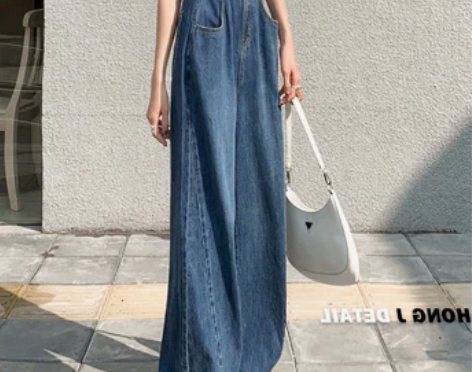 高腰阔腿裤牛仔裤女夏季2022年新款宽松显...