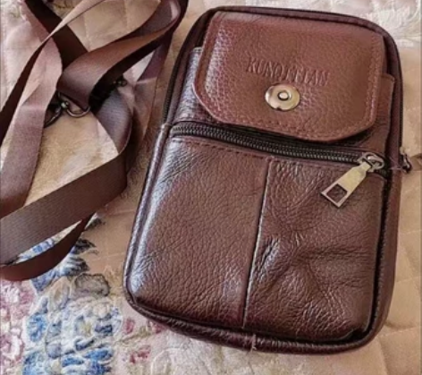 【全新清库存】男士牛皮手机包真皮腰包户外工...