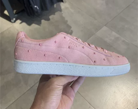 彪马 粉色铆钉女子板鞋松糕鞋百搭休闲鞋 麂...