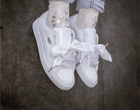 ?彪马 Puma  蕾哈娜白色蝴蝶结纯白丝...