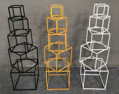 新款婚庆道具路引 摆件婚庆几何方框铁艺装饰...