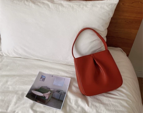 包包质感高级小众复古简约褶皱云朵单肩包纯色...