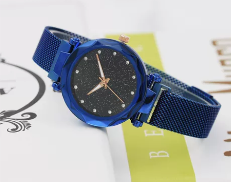 网红抖音热款镶钻米兰带吸铁石手表批发创意星...