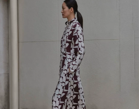 早秋连衣裙铜氨丝印花面料MALLAKONK...