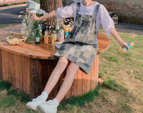 牛仔背带裙夏季女薄款2022新款复古温柔风...